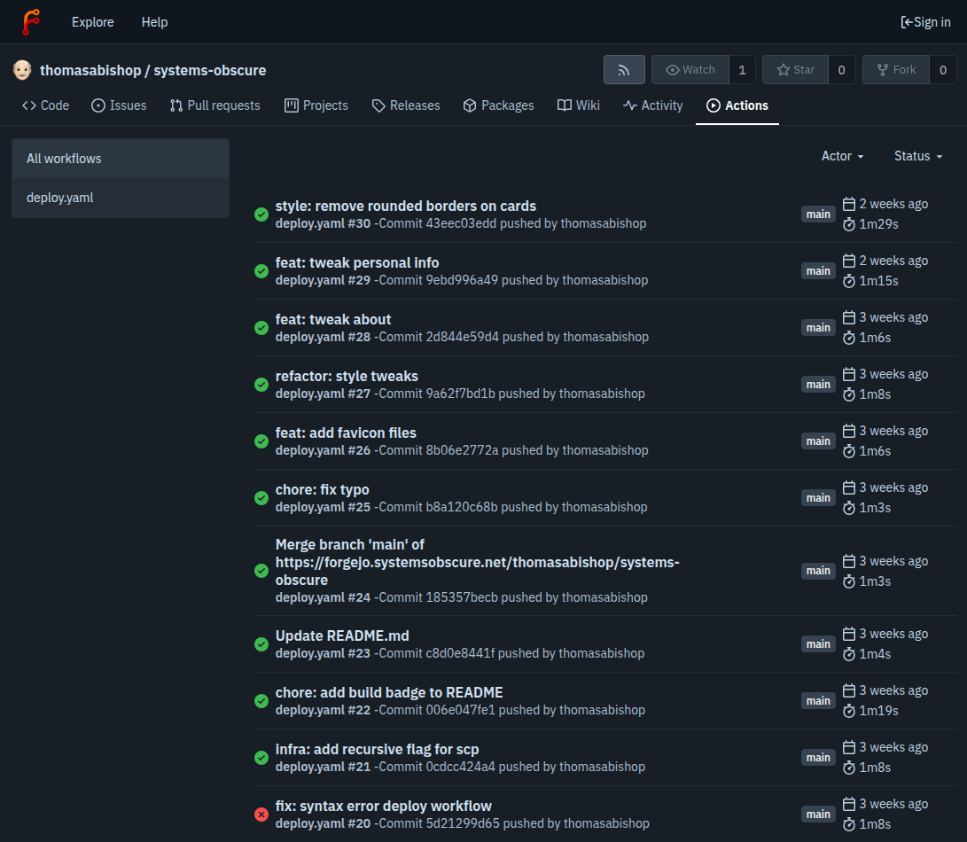 Forgejo Actions runner executions.